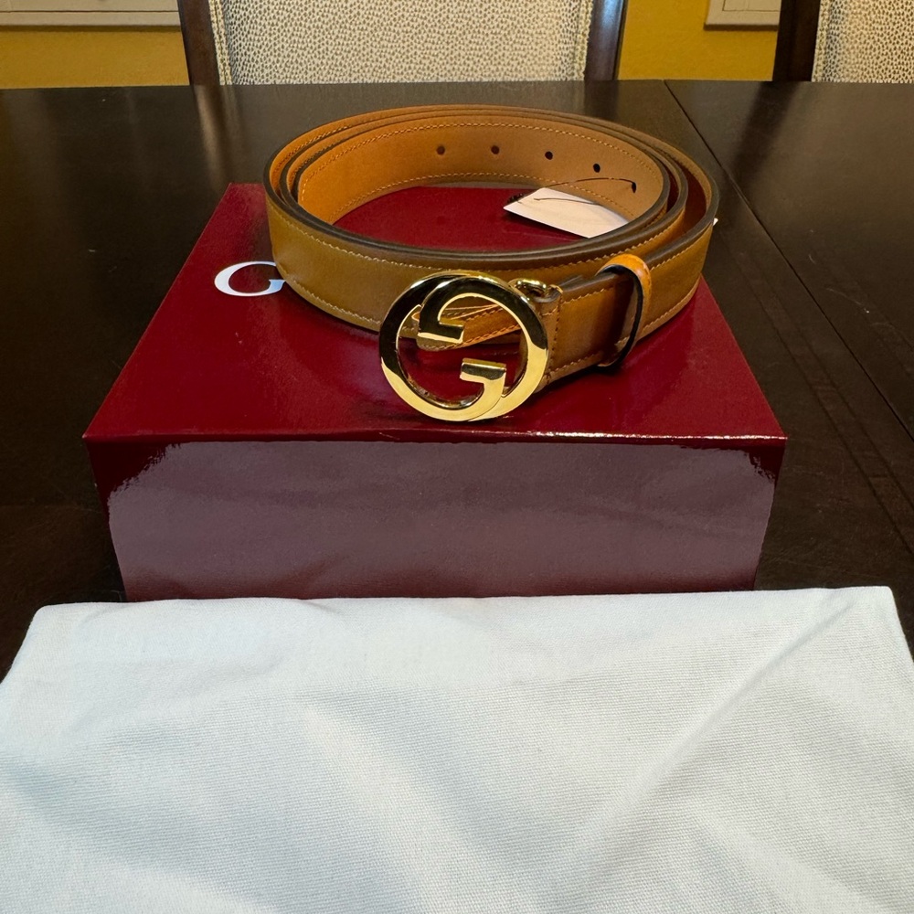 New Gucci GG Logo Buckle Brown Belt Size 48 / 120 cm Fits a Waist 44 - 48 - Picture 8 of 13